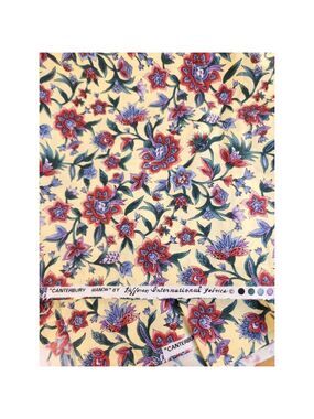 Hoffman Canterbury Manor Floral Fabric 3.25 Yds x 44" Butter Yellow Cotton Print